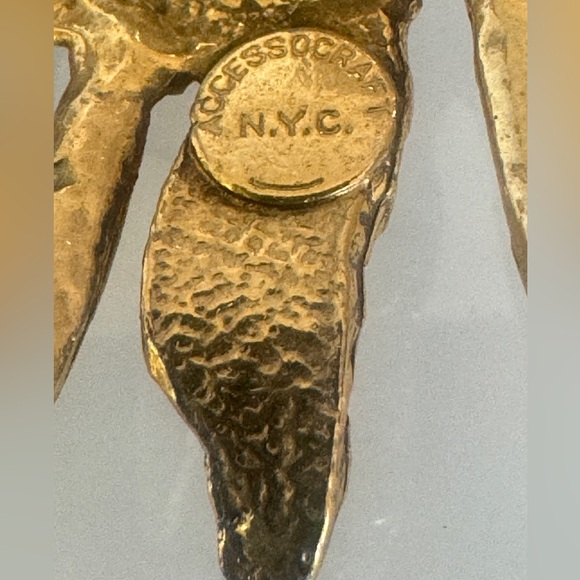 VINTAGE ACCESSOCRAFT NYC PENDANT BLUE GLASS STARBURST NECKLACE MIDCENTURY MINT - Picture 8 of 9